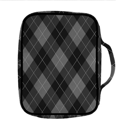 Dark Grey Argyle Pattern Print Front Pocket Bible Bag