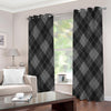 Dark Grey Argyle Pattern Print Grommet Curtains