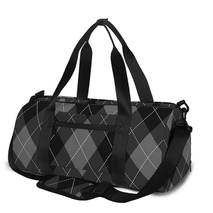 Dark Grey Argyle Pattern Print Gym Bag