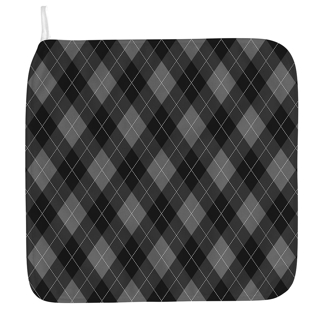 Dark Grey Argyle Pattern Print Hand Towel