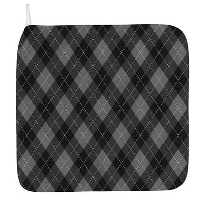 Dark Grey Argyle Pattern Print Hand Towel