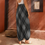 Dark Grey Argyle Pattern Print Harem Pants