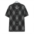 Dark Grey Argyle Pattern Print Hawaiian Shirt