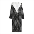 Dark Grey Argyle Pattern Print Hooded Bathrobe