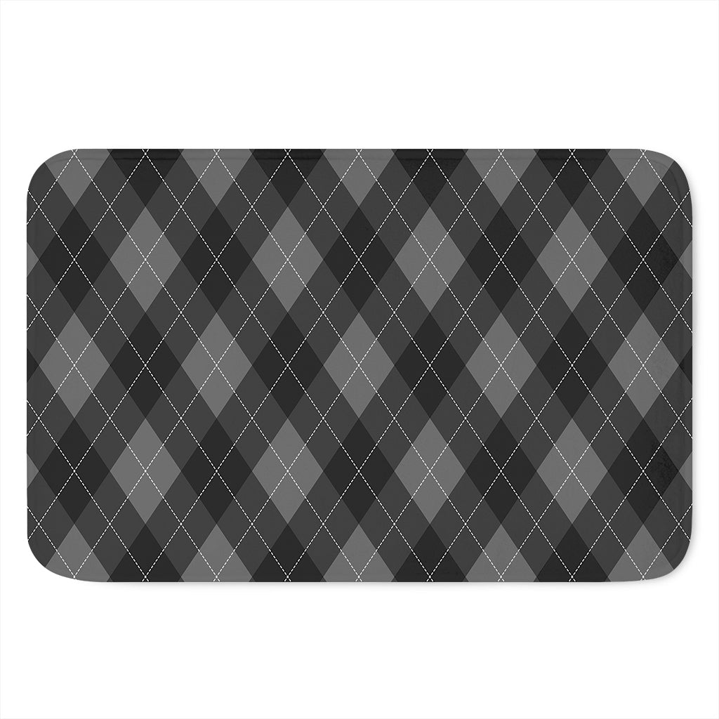 Dark Grey Argyle Pattern Print Indoor Door Mat