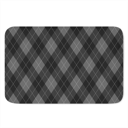 Dark Grey Argyle Pattern Print Indoor Door Mat