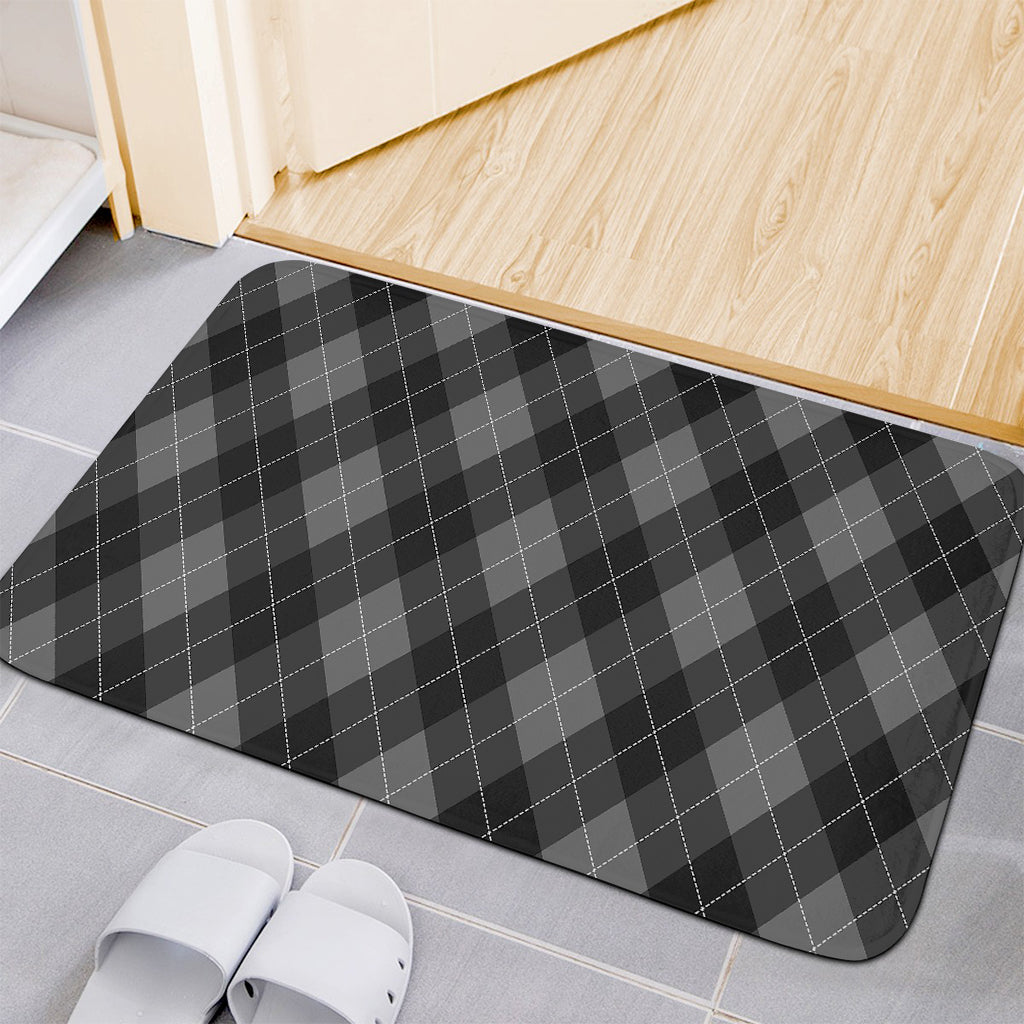 Dark Grey Argyle Pattern Print Indoor Door Mat