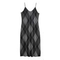 Dark Grey Argyle Pattern Print Jersey Midi Cami Dress