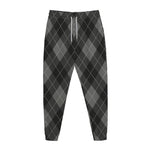 Dark Grey Argyle Pattern Print Jogger Pants