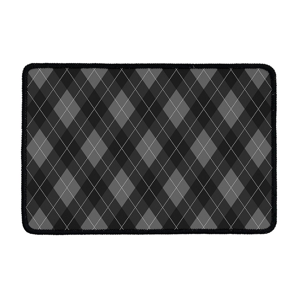 Dark Grey Argyle Pattern Print Kitchen Mat