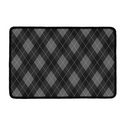 Dark Grey Argyle Pattern Print Kitchen Mat