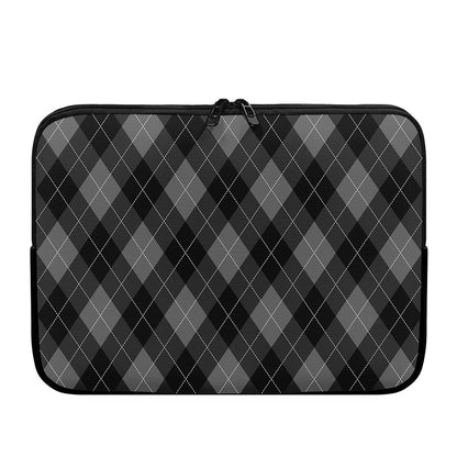 Dark Grey Argyle Pattern Print Laptop Sleeve