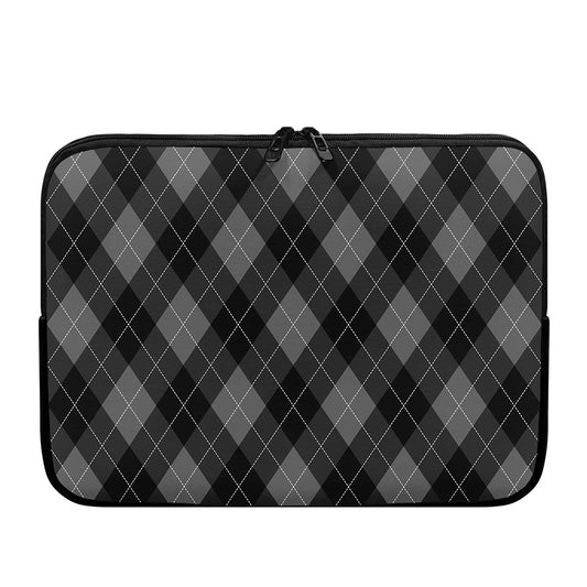 Dark Grey Argyle Pattern Print Laptop Sleeve