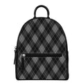 Dark Grey Argyle Pattern Print Leather Backpack