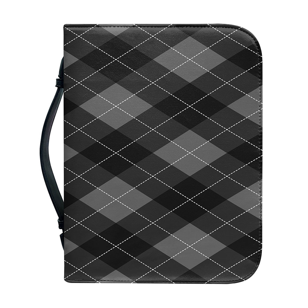 Dark Grey Argyle Pattern Print Leather Bible Cover