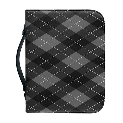 Dark Grey Argyle Pattern Print Leather Bible Cover