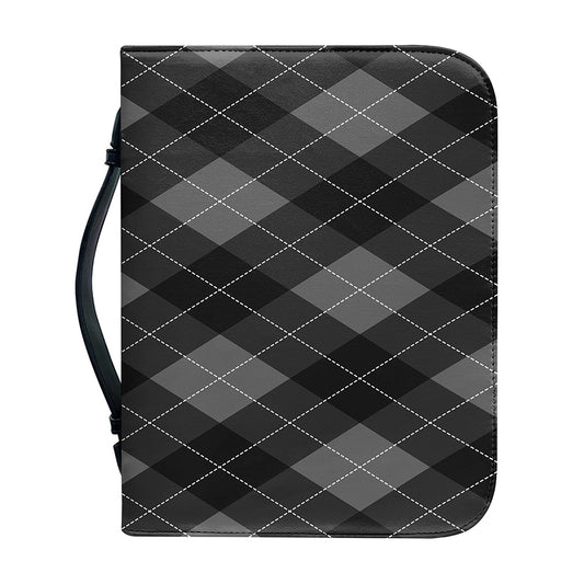 Dark Grey Argyle Pattern Print Leather Bible Cover