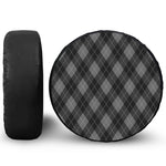 Dark Grey Argyle Pattern Print Leather Spare Tire Cover