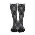 Dark Grey Argyle Pattern Print Long Socks