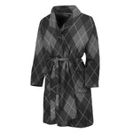 Dark Grey Argyle Pattern Print Men's Bathrobe