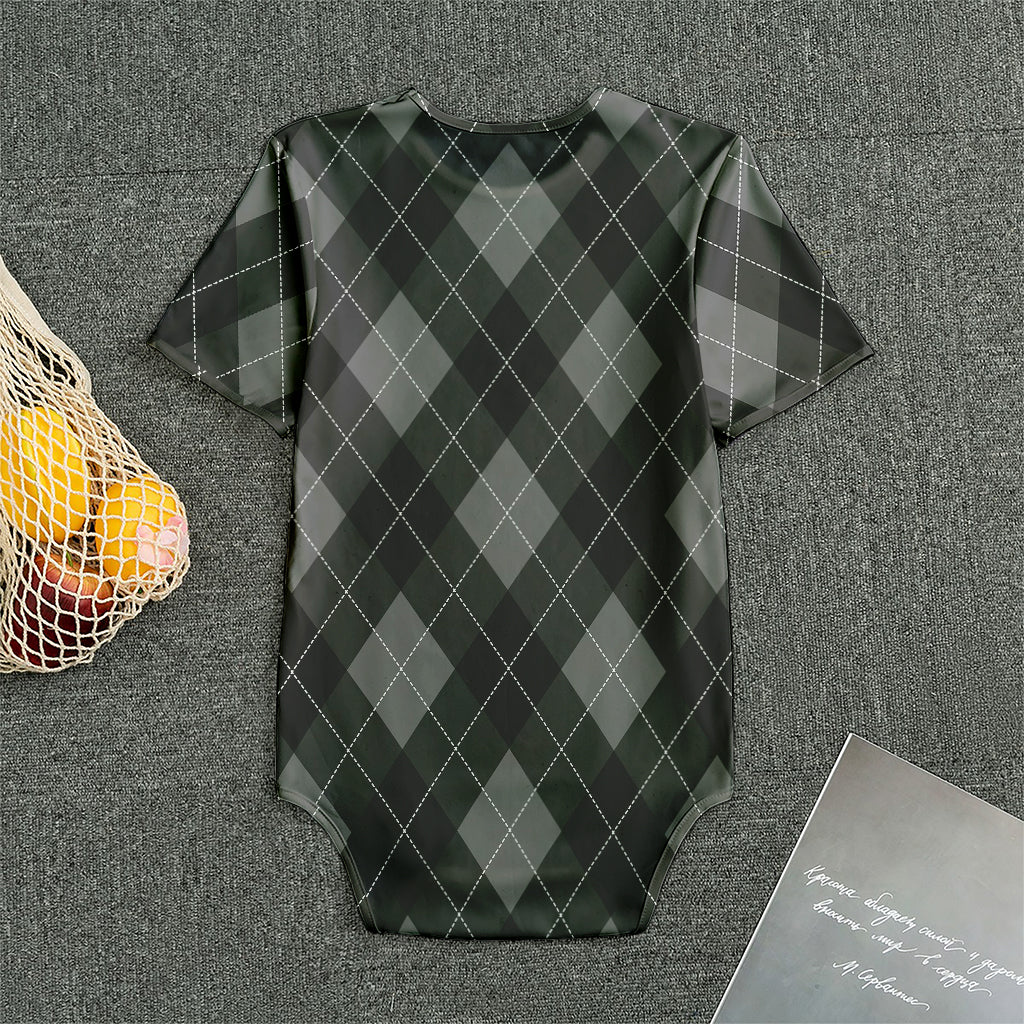 Dark Grey Argyle Pattern Print Men's Bodysuit