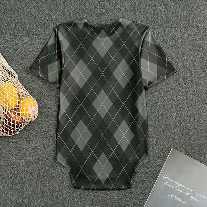 Dark Grey Argyle Pattern Print Men's Bodysuit