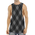 Dark Grey Argyle Pattern Print Men's Muscle Tank Top