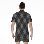 Dark Grey Argyle Pattern Print Men's Rompers