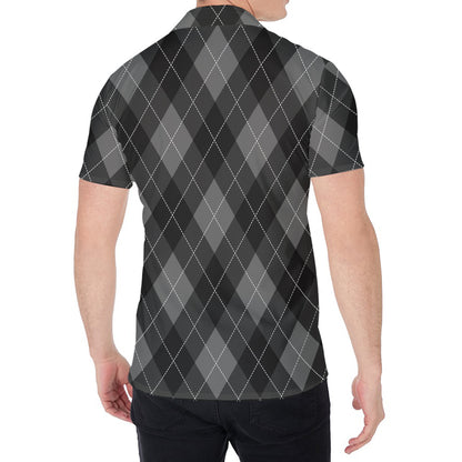 Dark Grey Argyle Pattern Print Men's Shirt
