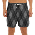 Dark Grey Argyle Pattern Print Men's Split Running Shorts