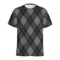 Dark Grey Argyle Pattern Print Men's Athletic T-Shirt