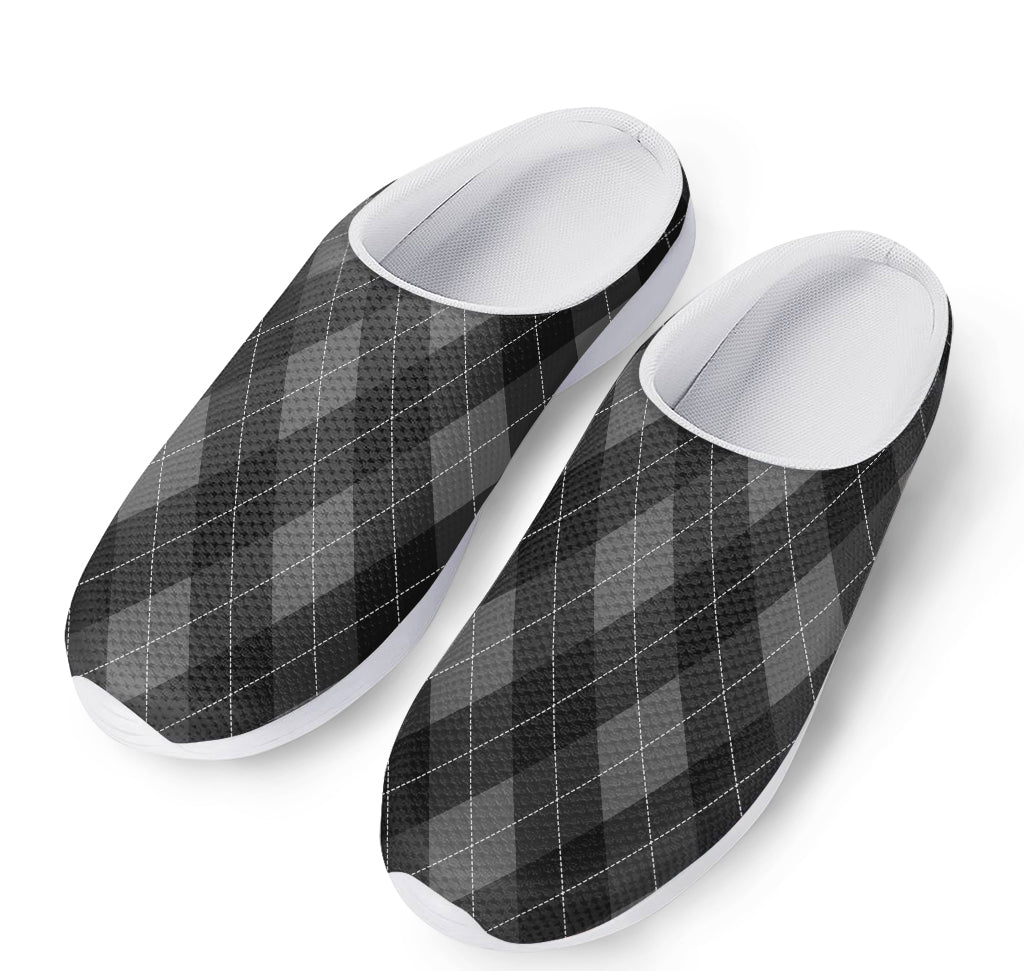 Dark Grey Argyle Pattern Print Mesh Casual Shoes