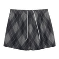Dark Grey Argyle Pattern Print Mesh Shorts