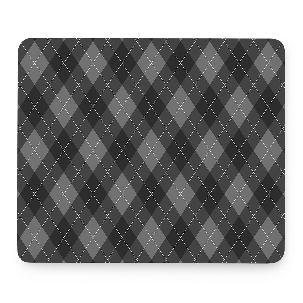 Dark Grey Argyle Pattern Print Mouse Pad