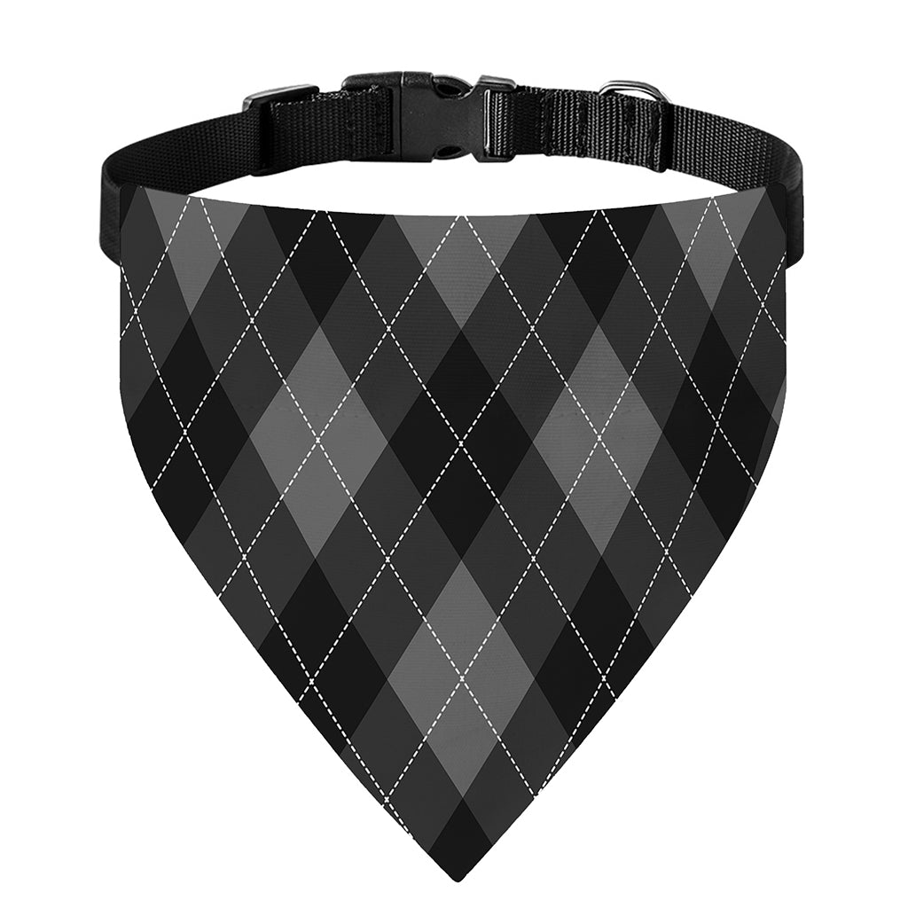 Dark Grey Argyle Pattern Print Over The Collar Dog Bandana