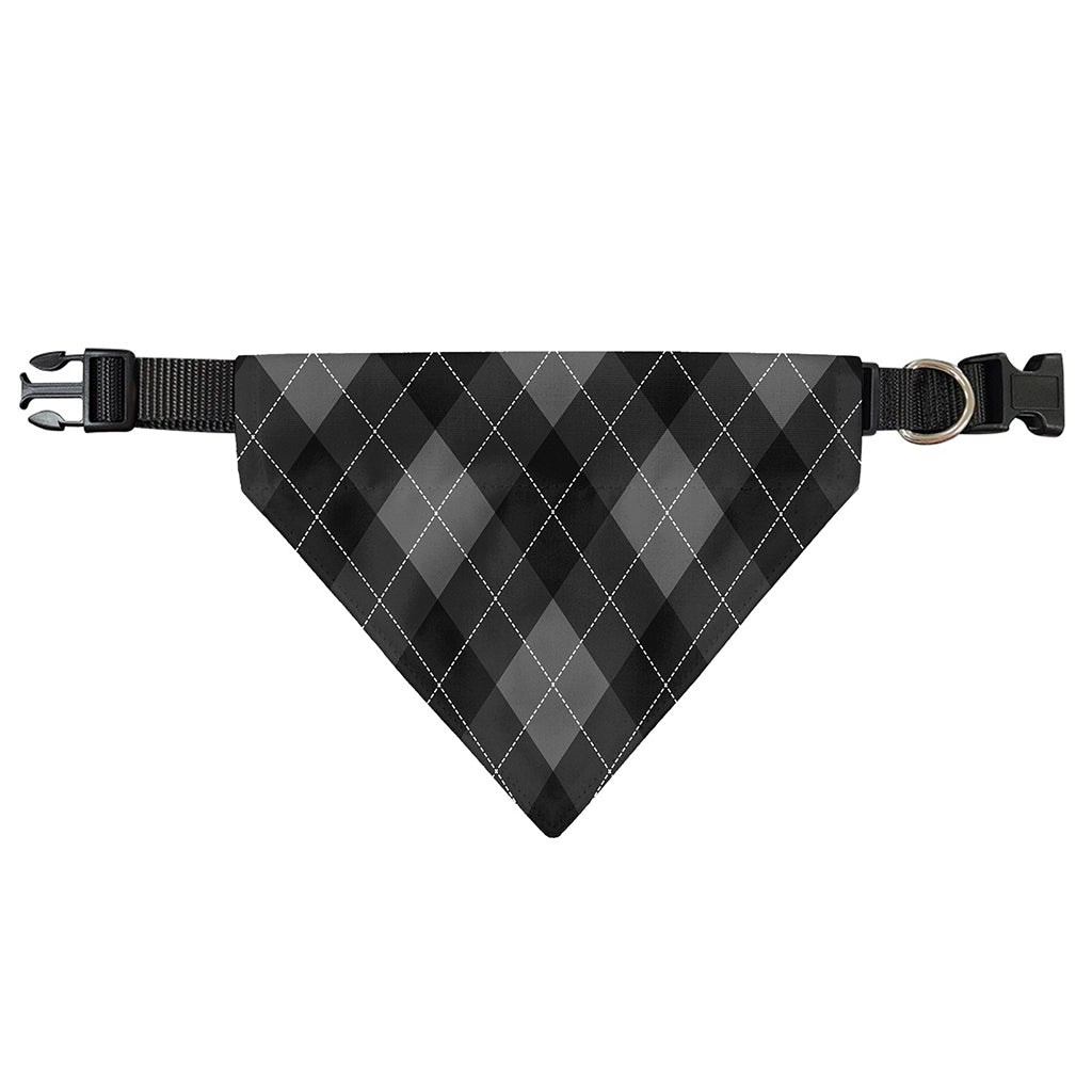 Dark Grey Argyle Pattern Print Over The Collar Dog Bandana