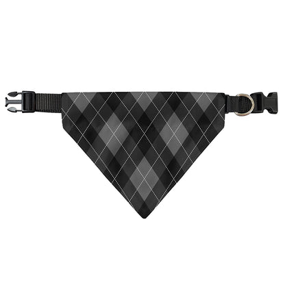 Dark Grey Argyle Pattern Print Over The Collar Dog Bandana