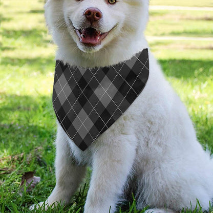 Dark Grey Argyle Pattern Print Over The Collar Dog Bandana