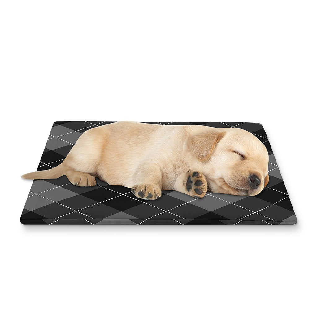 Dark Grey Argyle Pattern Print Pet Cooling Mat Cover