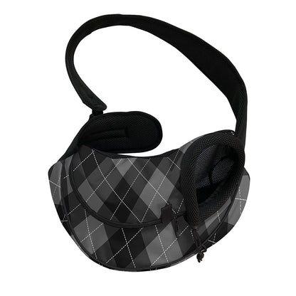 Dark Grey Argyle Pattern Print Pet Sling Carrier