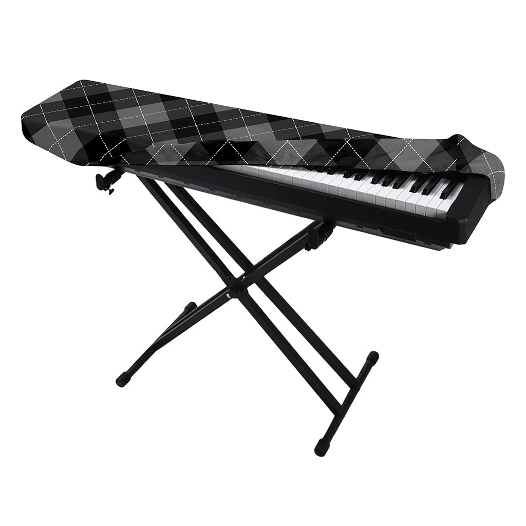 Dark Grey Argyle Pattern Print Piano Keyboard Cover