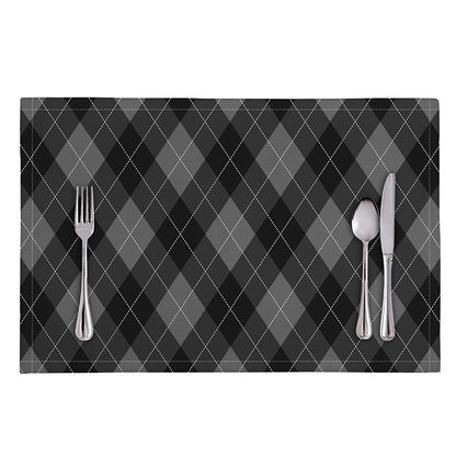 Dark Grey Argyle Pattern Print Placemat