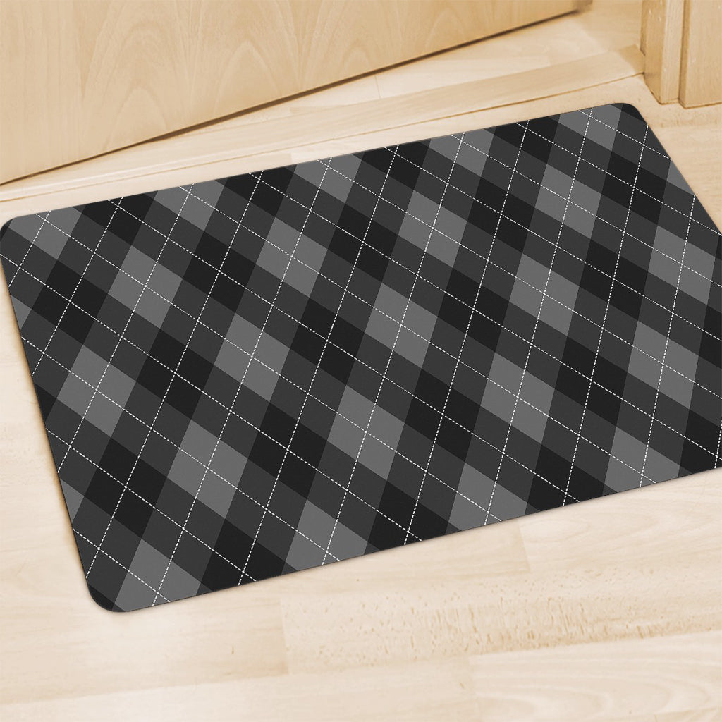Dark Grey Argyle Pattern Print Polyester Doormat