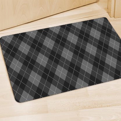 Dark Grey Argyle Pattern Print Polyester Doormat