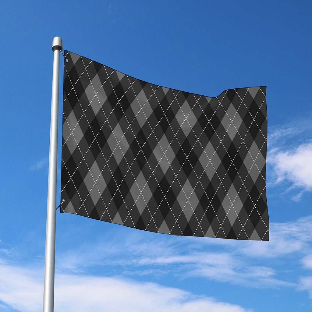 Dark Grey Argyle Pattern Print Polyester Flag