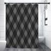 Dark Grey Argyle Pattern Print Premium Shower Curtain