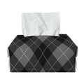 Dark Grey Argyle Pattern Print Rectangle Tissue Box Cover