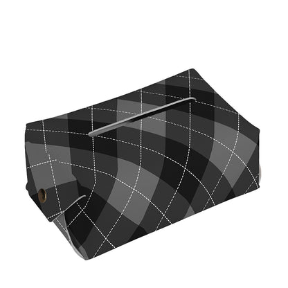 Dark Grey Argyle Pattern Print Rectangle Tissue Box Cover