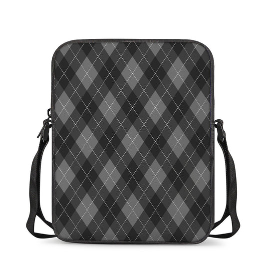 Dark Grey Argyle Pattern Print Rectangular Crossbody Bag