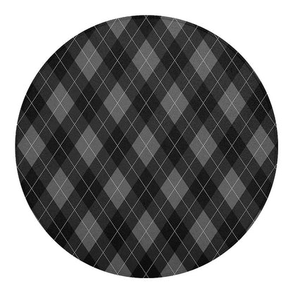 Dark Grey Argyle Pattern Print Round Blanket